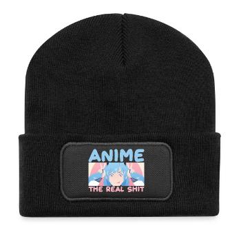 Anime The Real Shit Kawaii Girl Graphic - Recycelte Patch Beanie - Schwarz - Vorne