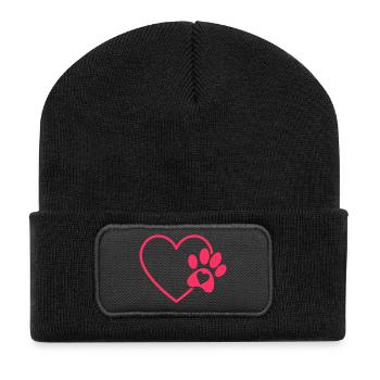Herzpfoten Pfote Liebe - Recycelte Patch Beanie - Schwarz - Vorne