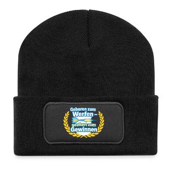 Geboren zum Werfen – Siegmotiv - Recycelte Patch Beanie - Schwarz - Vorne