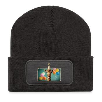 Giraffentiere Zooparty Dschungel Zoo Geburtstag - Recycelte Patch Beanie - Dunkelgrau - Vorne