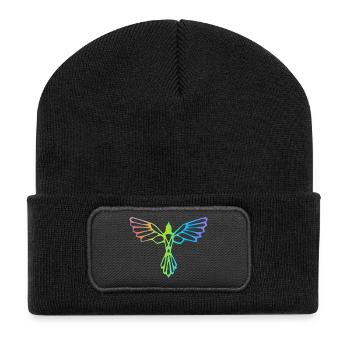 The flight of the multicolored bird - Recycled Patch Beanie - black - Front