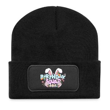 Birthday Squad Happy Easter Sunday Rabbit Bunny - Recycled Patch Beanie - black - Front