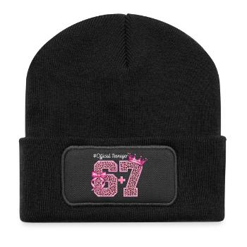 13th Birthday Shirt Funny Meme 67 Birthday 13 - Beanie recyclé à patch - noir - Devant