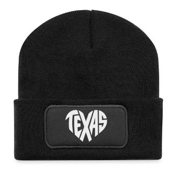 Typographie du cœur du Texas - Beanie recyclé à patch - noir - Devant
