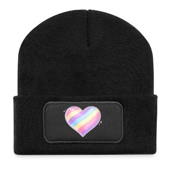 Ello_Heart - Recycelte Patch Beanie - Schwarz - Vorne