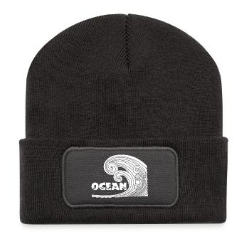 La vague blanche - Beanie recyclé à patch - charbon - Devant