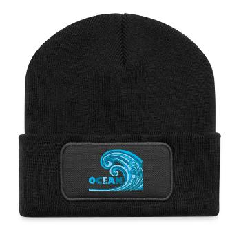 La vague - Beanie recyclé à patch - noir - Devant