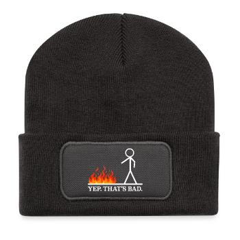 Yep That's Bad Stick Figure Humor Jokes Sarcastic - Recycled Patch Beanie - dark grey - Front