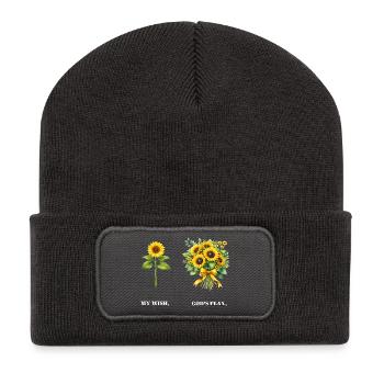 Positivité chrétienne du tournesol Religion de Dieu - Beanie recyclé à patch - charbon - Devant