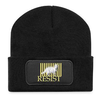 Résiste au chat coquin rayé Punk Chat drôle - Beanie recyclé à patch - noir - Devant