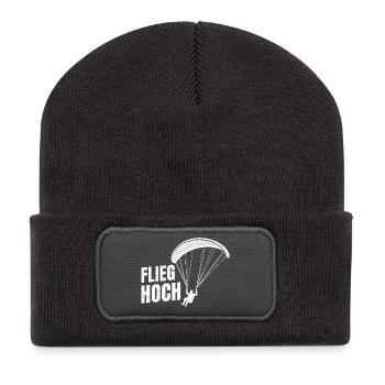Gleitschirmflieger FLIEG HOCH LUSTIGES - Recycelte Patch Beanie - Dunkelgrau - Vorne