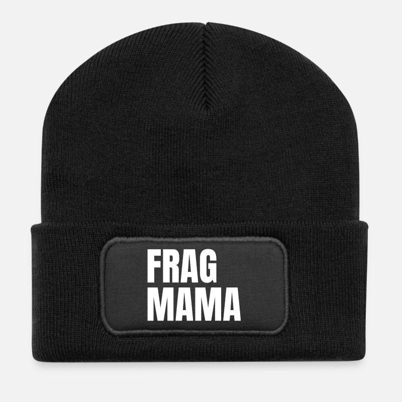 Frag Mama Bold Typo - Recycelte Patch Beanie - Schwarz