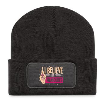 Designer de manucures Salon de manucure cosmétiques - Beanie recyclé à patch - charbon - Devant