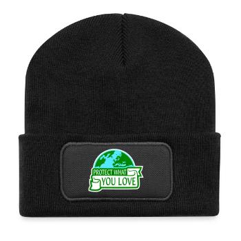 Protect What You Love Nature Protection Statement Logo - Recycled Patch Beanie - black - Front