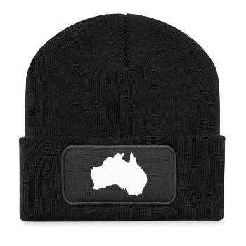 Australien Silhouette Minimal - Recycelte Patch Beanie - Schwarz - Vorne