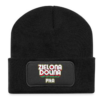 Zielona Dolina Piła. Name des Retro-Bezirks - Recycelte Patch Beanie - Schwarz - Vorne