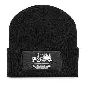 Junggesellen-Abschiedstour Mit Trecker (JGA / W) - Recycelte Patch Beanie - Schwarz - Vorne
