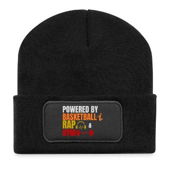 Propulsé par le basket-ball, le rap et le design de streetwear de gym - Beanie recyclé à patch - noir - Devant