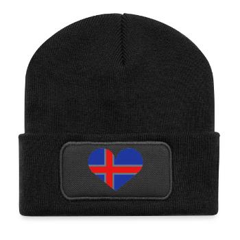 Drapeau islandais en forme de cœur - Beanie recyclé à patch - noir - Devant