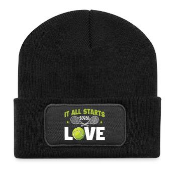 Tout commence par un humour d’amour et de tennis - Beanie recyclé à patch - noir - Devant