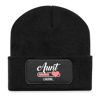 Tante lädt Herz-Grafik - Recycelte Patch Beanie - Schwarz - Vorne