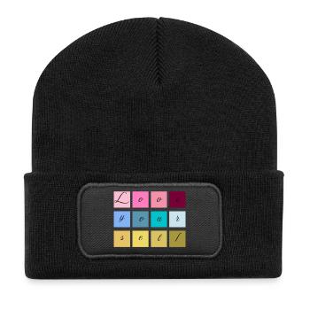Love Yourself Schriftzug Pastell - Recycelte Patch Beanie - Schwarz - Vorne