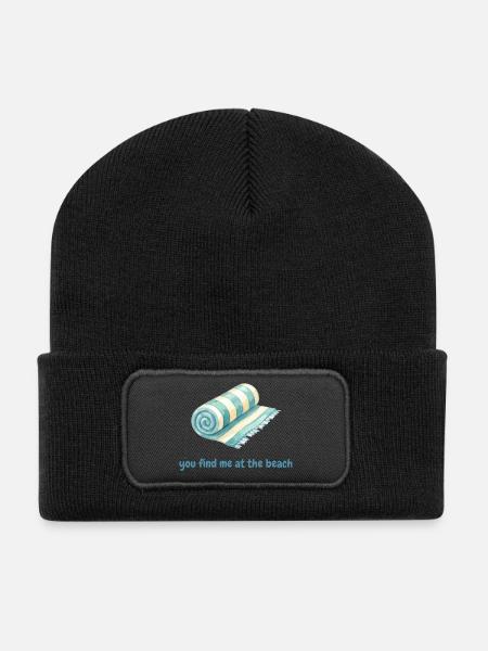 You find me at the beach - Recycled Patch Beanie - black