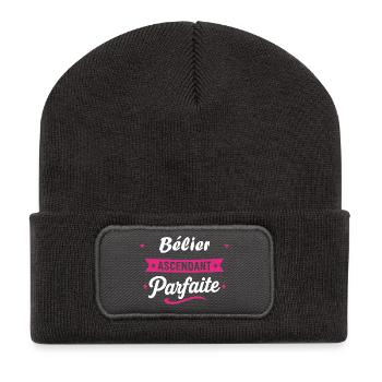 Bélier Ascendant Parfaite - Beanie recyclé à patch - charbon - Devant