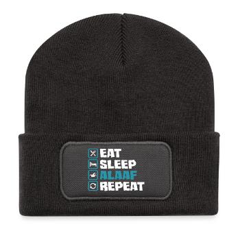 Eat Sleep Alaaf Repeat Carnival Cologne Costume - Beanie recyclé à patch - charbon - Devant