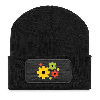 Motif de couleurs florales joyeuses - Flower Power - Beanie recyclé à patch - noir - Devant