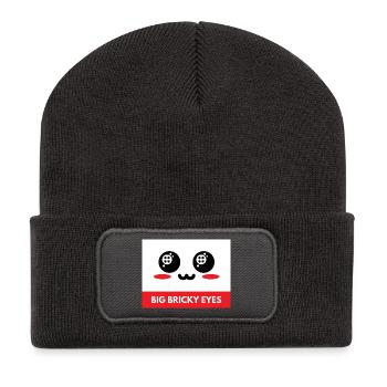 Große Klemmbausteine Augen - Recycelte Patch Beanie - Dunkelgrau - Vorne