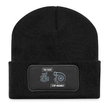Auto You Suck Stop Whining Tuning KFZ Mechaniker - Recycelte Patch Beanie - Schwarz - Vorne