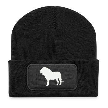 Löwe Silhouette Mondlicht - Recycelte Patch Beanie - Schwarz - Vorne