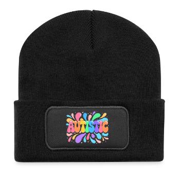 Regenbogen-Autistischer Stolz - Recycelte Patch Beanie - Schwarz - Vorne