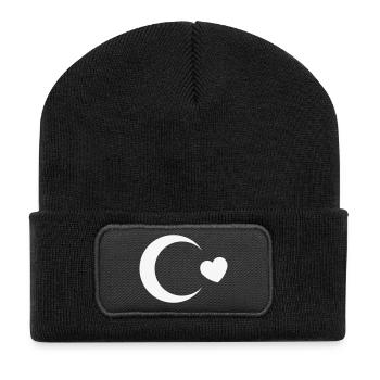 Drapeau de la Dinde en Croissant de Lune (J’adore la Dinde, Blanc) - Beanie recyclé à patch - noir - Devant