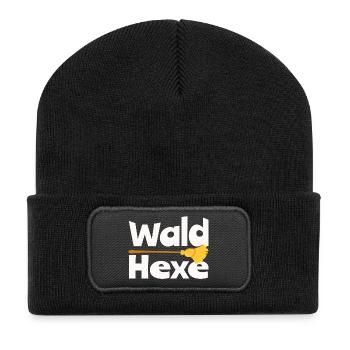 Wald Hexe Besen Natur Hexerei Fantasy Design - Recycelte Patch Beanie - Schwarz - Vorne