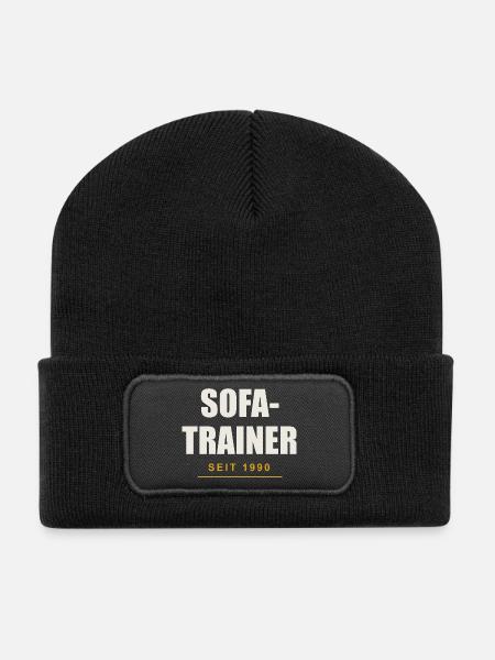 Sofa Trainer Seit 1990 - Recycelte Patch Beanie - Schwarz