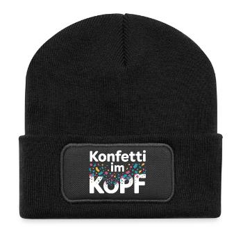 Konfetti Im Kopf Karneval Fasching Alaaf Kostüm - Recycelte Patch Beanie - Schwarz - Vorne