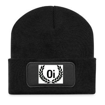 Oi Emblem mit Lorbeerkranz - Recycelte Patch Beanie - Schwarz - Vorne
