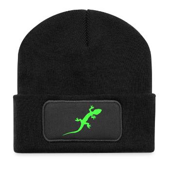 Neon Gecko Silhouette - Recycled Patch Beanie - black - Front