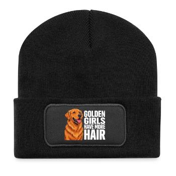 Golden Girls haben mehr Haare, Golden Retriever - Recycelte Patch Beanie - Schwarz - Vorne