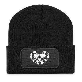 Halloween Heart Ghost - Recycled Patch Beanie - black - Front