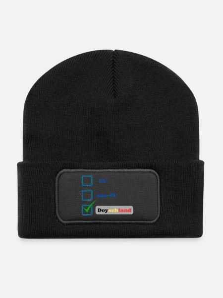 EU, non-EU oder Doyschland? - Recycelte Patch Beanie - Schwarz