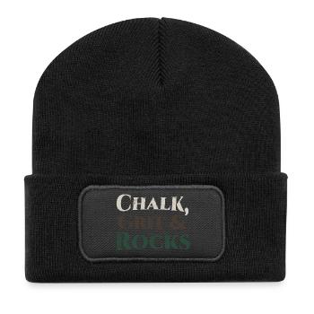 Chalk Grit & Rocks Motiv - Recycelte Patch Beanie - Schwarz - Vorne