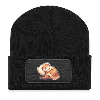 Sleeping Otter - Recycled Patch Beanie - black - Front