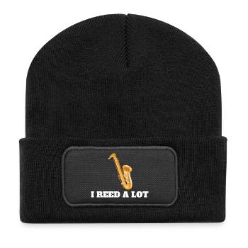 Funny Saxophone Player Gift for Saxophonist - Recycled Patch Beanie - black - Front