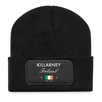 Killarney Ireland Coordinates Travel Souvenir - Recycled Patch Beanie - black - Front