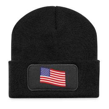 Flagge der Vereinigten Staaten - Recycelte Patch Beanie - Schwarz - Vorne