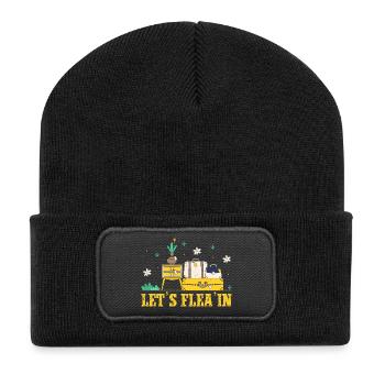 Thrift Shopper Let´s Flea´In Thrift Store - Recycelte Patch Beanie - Schwarz - Vorne