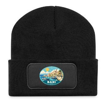 Erleben Sie Bari an der italienischen Adriaküste - Recycelte Patch Beanie - Schwarz - Vorne